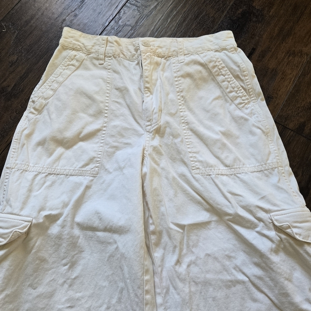 Madewell Griff Superwide-Leg Cargo Pants High Rise Belted Vintage Canvas Cream - Picture 3 of 8